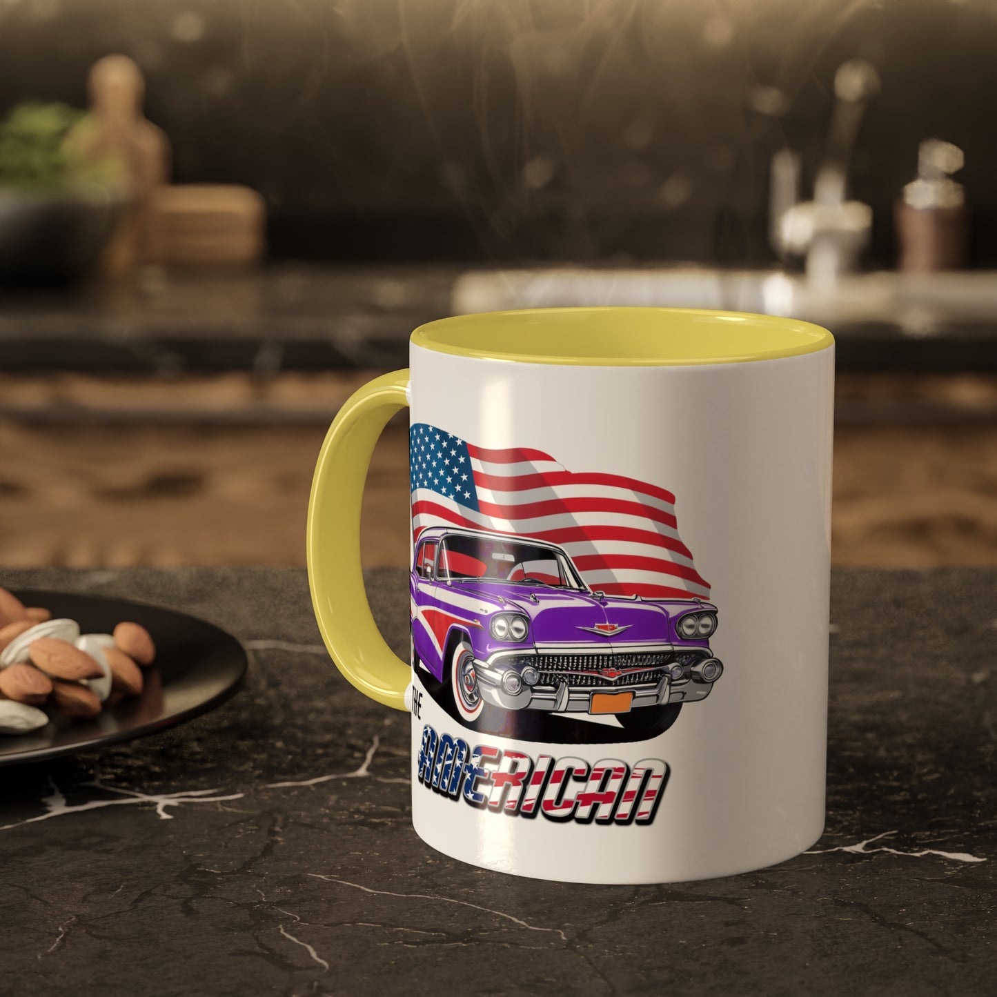 Retro American muscle car printed on mug