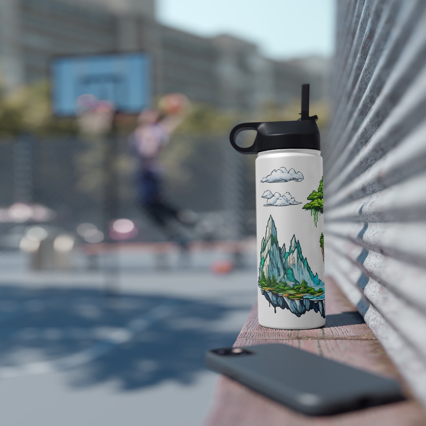 Stainless Steel Water Bottle, with Island in the Sky Design