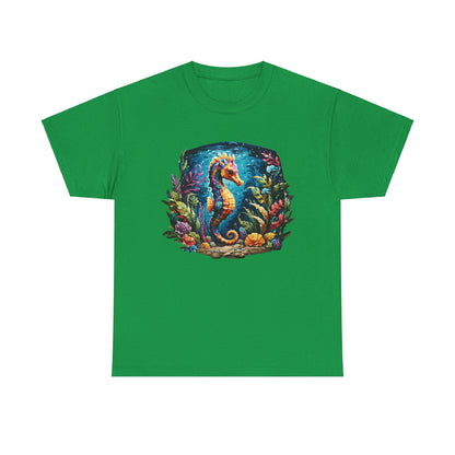 Unisex Heavy Cotton Tee with Seahorse Design