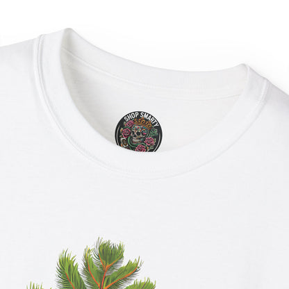 Cotton T-Shirt a Pine Tree and "Plant a Tree" Text Printed on the Front Side