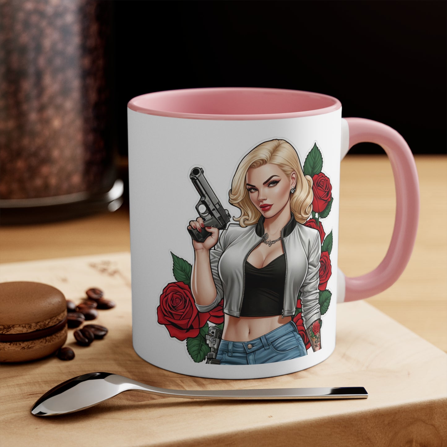 Dangerous blonde tattoo style mug