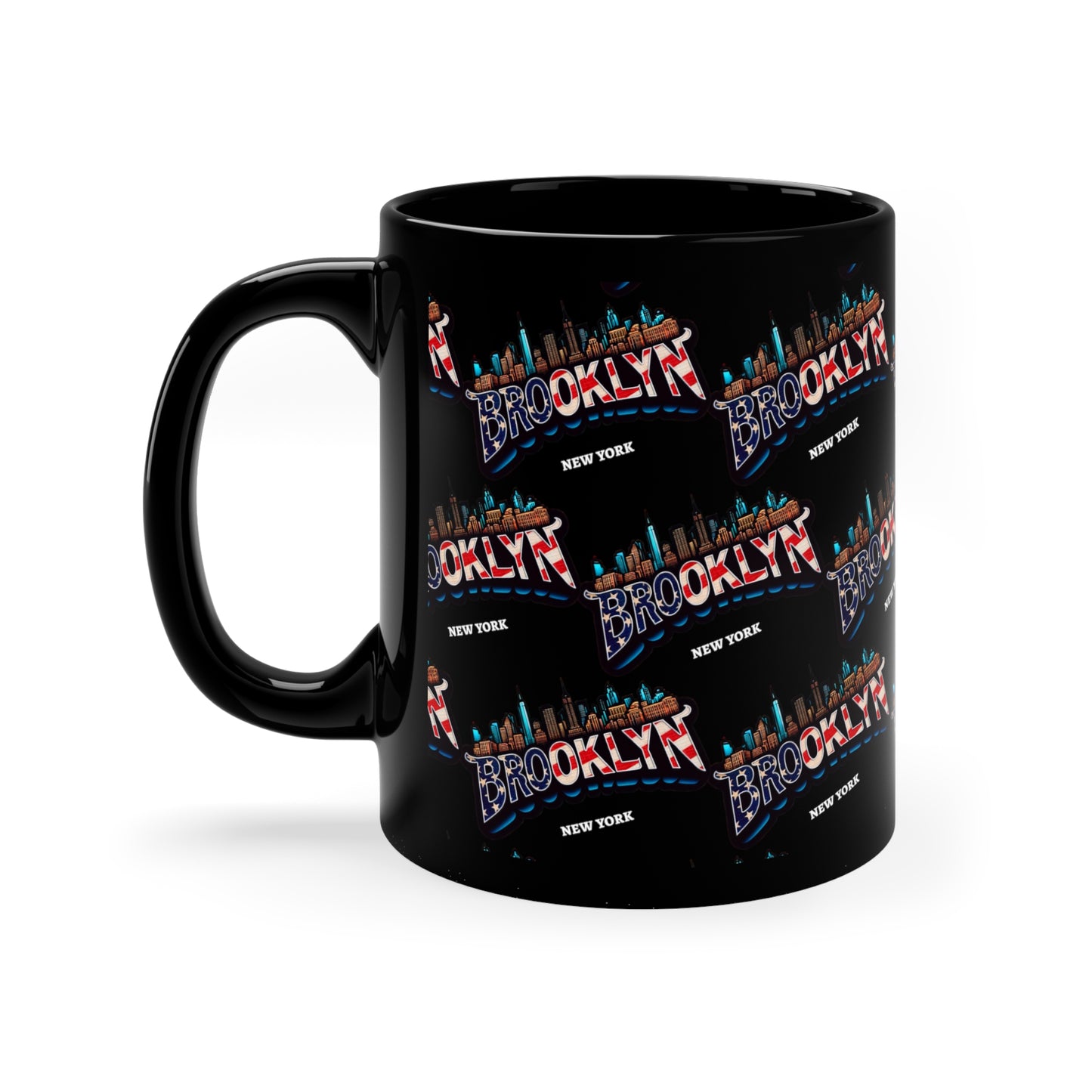 Brooklyn New York logo printed black mug