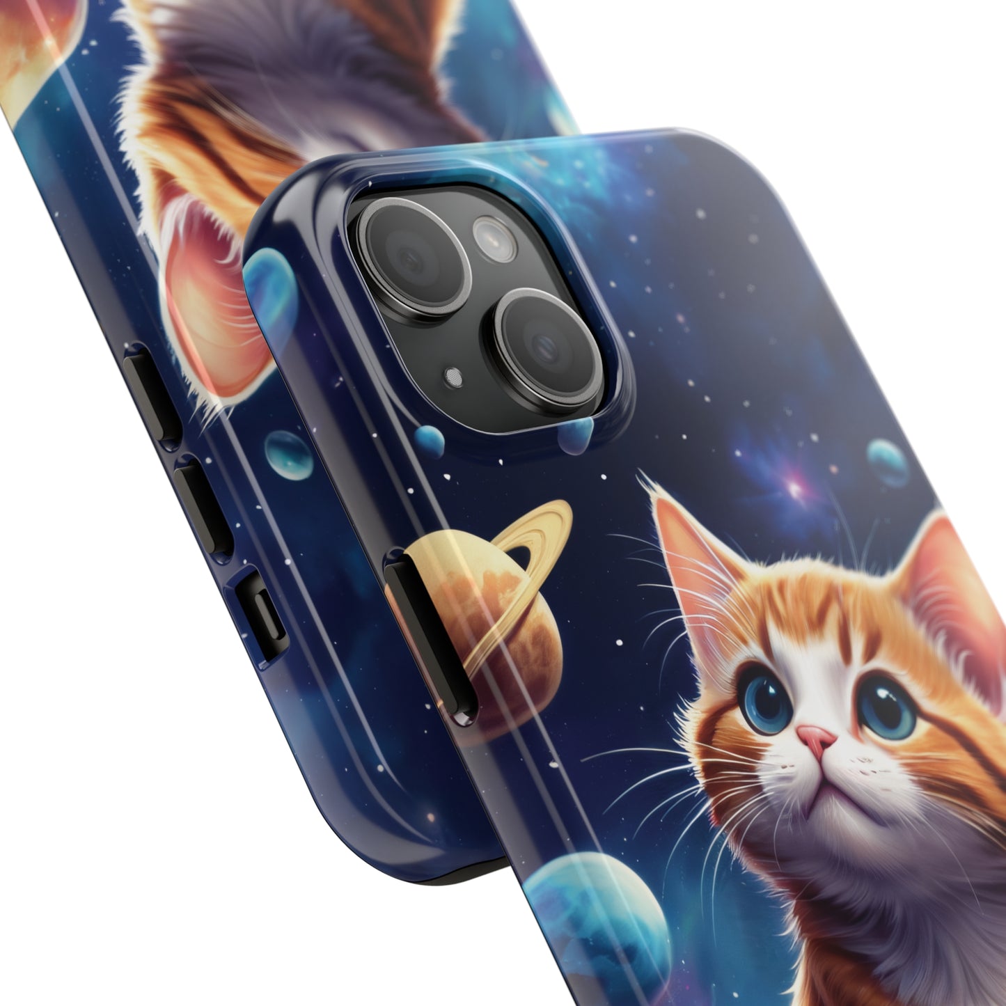 Tough Phone Case with a Cute Curious Cat Design