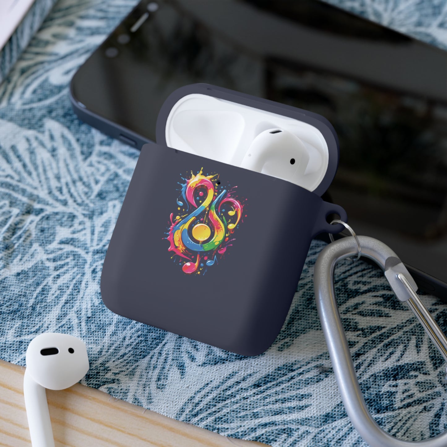 AirPods and AirPods Pro Case Cover with Graffiti Style Colorful Musical Notation Inspired Symbols