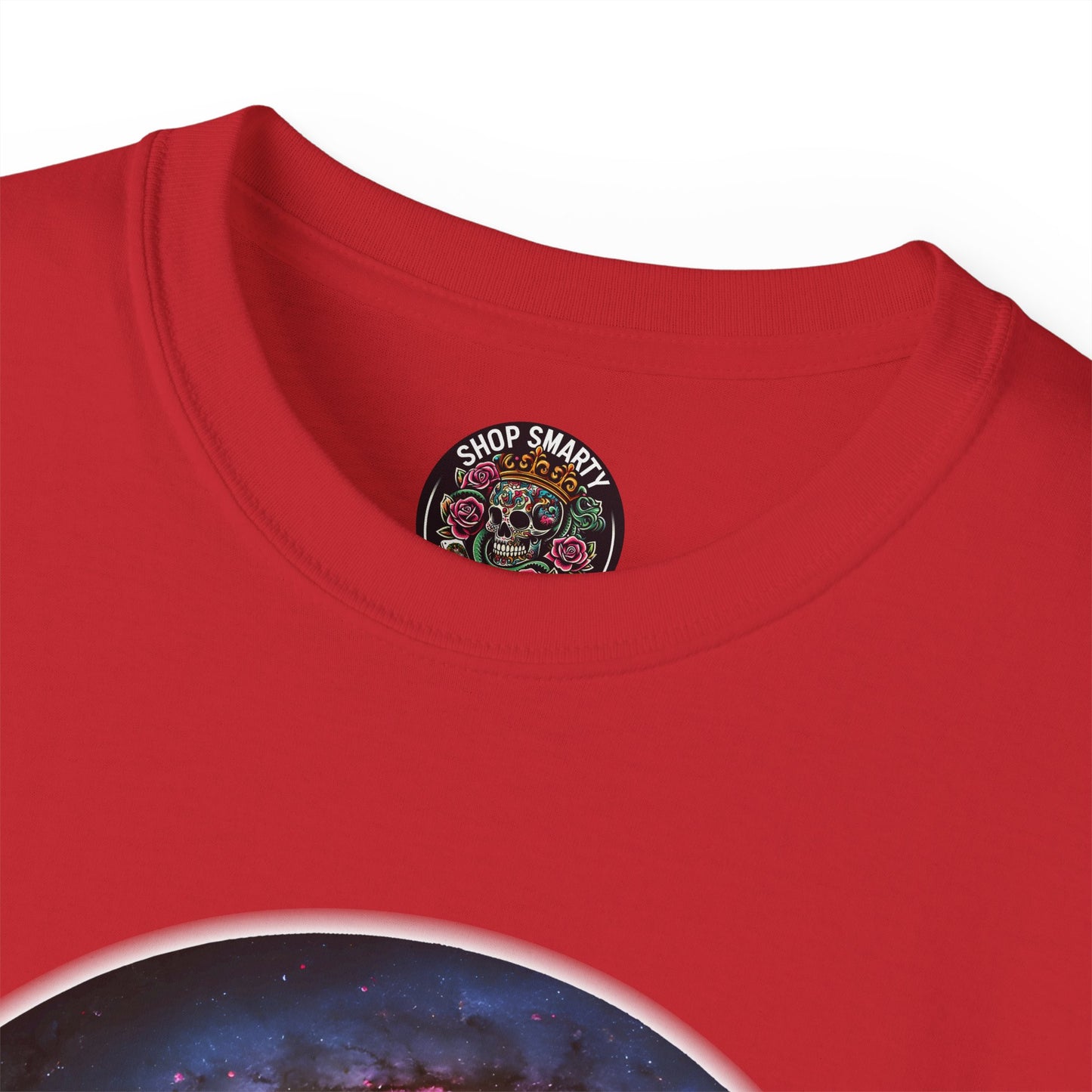 Cotton T-Shirt with Spiraling Galaxy Design