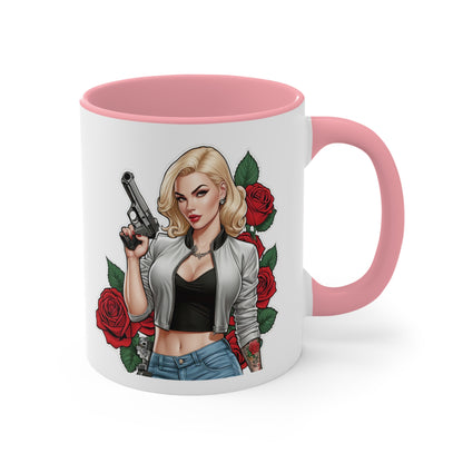 Dangerous blonde tattoo style mug