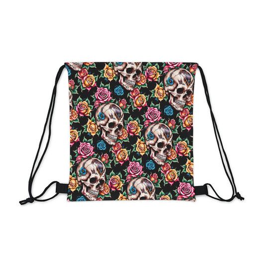 Tattoo printed  drawstring bag (skull and roses) colorful design